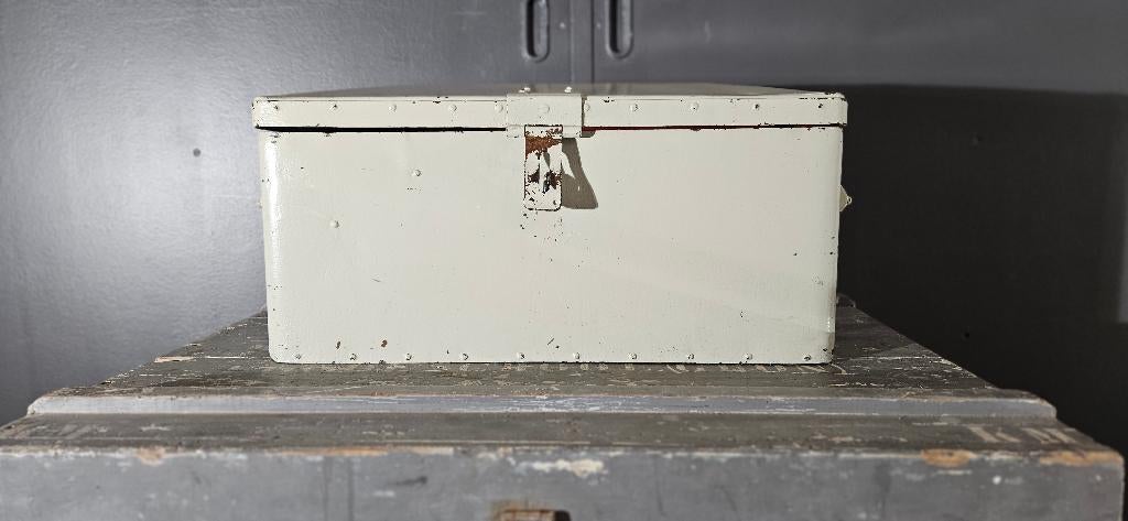 Oude metalen transportkist, Ophalen, Gebruikt, Minder dan 50 cm, Metaal