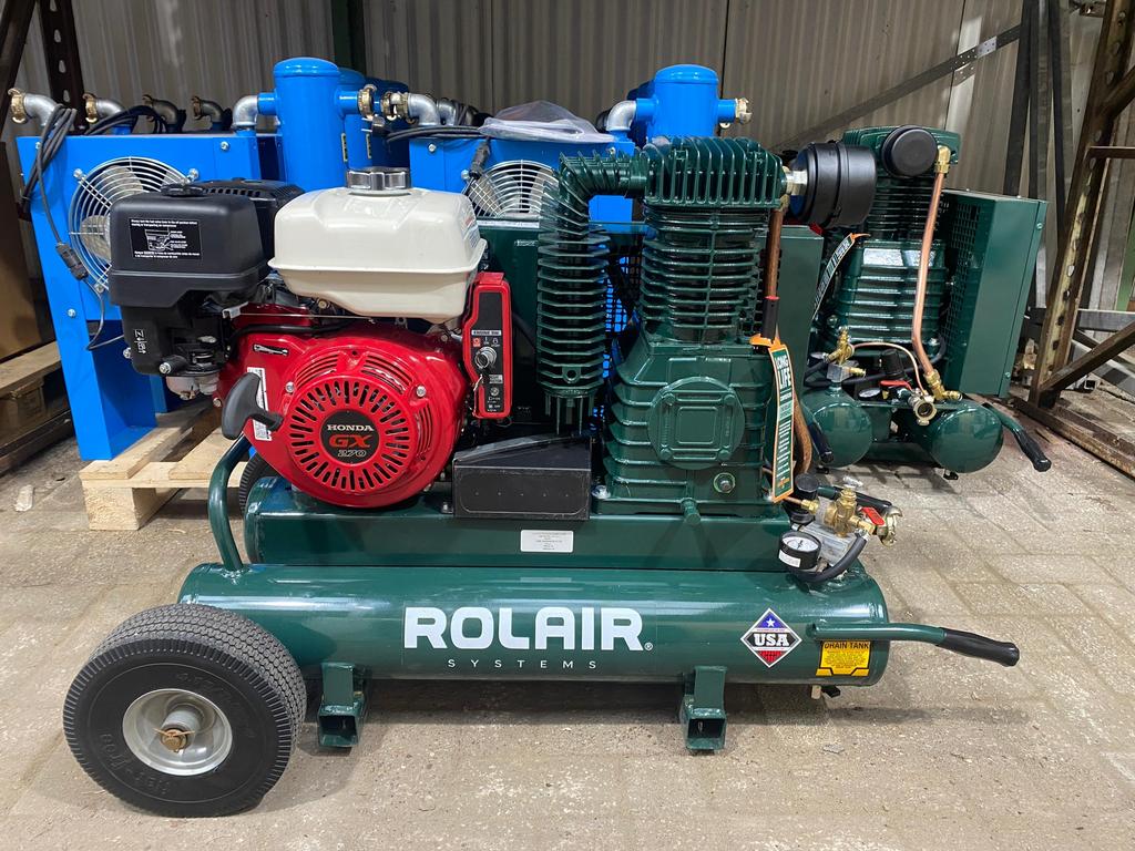 Rolair mobiele compressor met Honda motor 691L/min, Doe-het-zelf en Verbouw, Compressors, 100 liter of meer, Ophalen of Verzenden