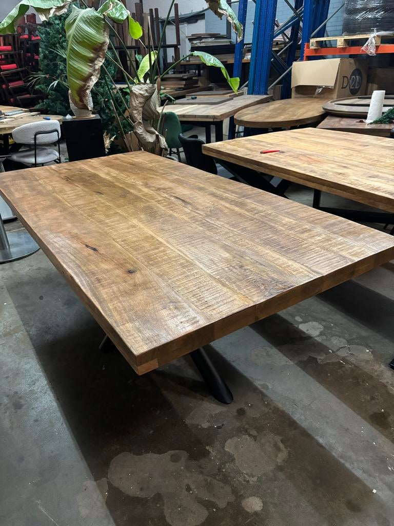 Mangohouten Eettafel 200x100cm - Showroommodel, Huis en Inrichting, Tafels | Eettafels, Ophalen, 200 cm of meer, 50 tot 100 cm
