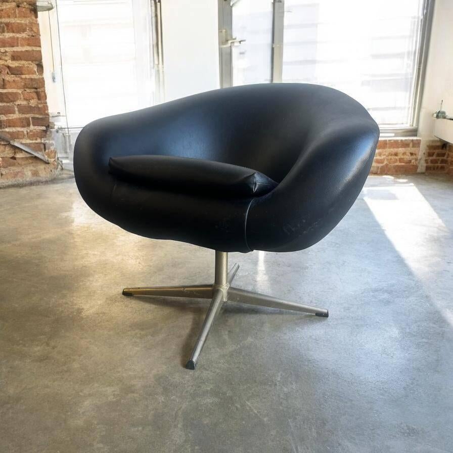 Vintage zwarte fauteuil / eenzit met stervoet JANSSON, Ophalen