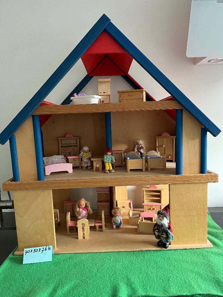 Mooi Selecta poppenhuis met interieur en popjes, Ophalen of Verzenden, Zo goed als nieuw, Poppenhuis