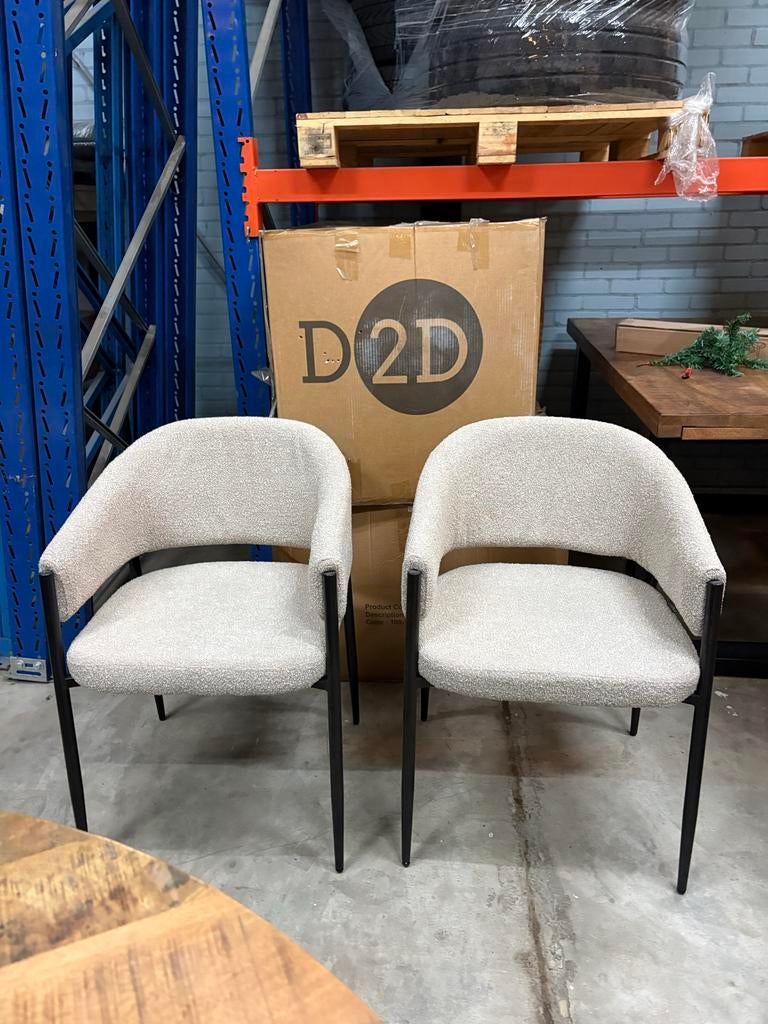 Nieuwe outlet eetkamerstoelen (2 stuks), Twee, Modern scandinavisch japandi, Wit, Nieuw