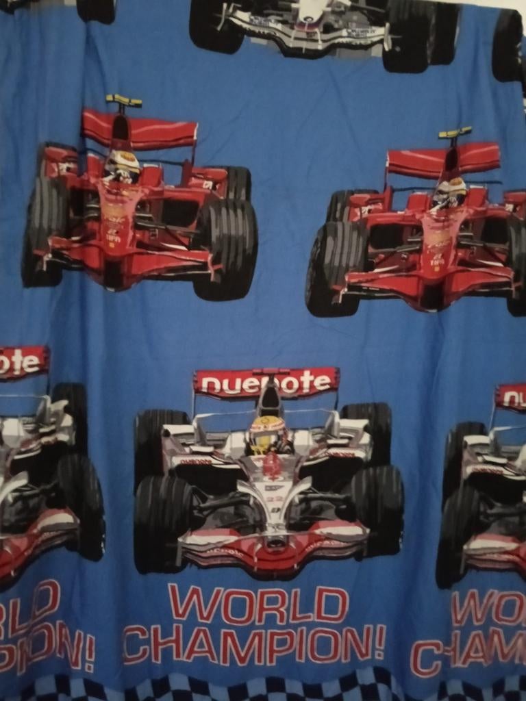 1 persoon dekbedovertrek. Formule 1 auto's, Gebruikt, 100 tot 150 cm, Blauw, Ophalen of Verzenden