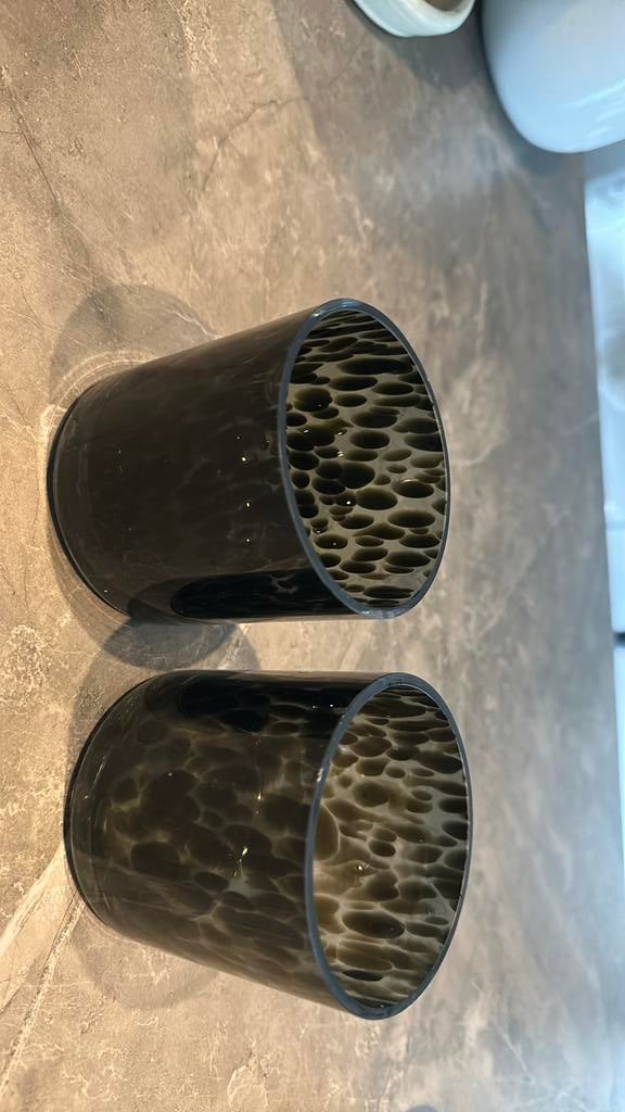 Waxinelichten panterprint, Ophalen of Verzenden, Zo goed als nieuw, Zwart, Minder dan 25 cm