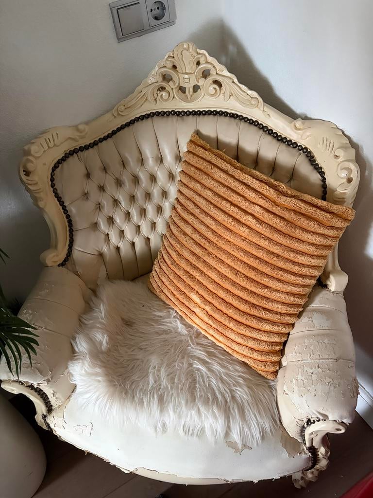 Witte Barok Stoel - Opknapper, Ophalen, Minder dan 50 cm, Gebruikt, Minder dan 75 cm