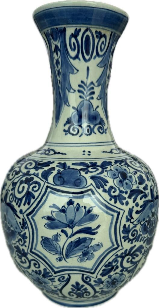 Prachtige Handgeschilderde Delfts Blauwe Vaas, Ophalen of Verzenden