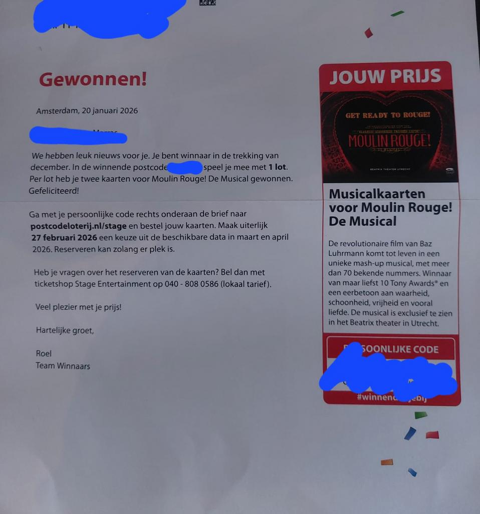 Moulin Rouge musical kaartjes, Twee personen
