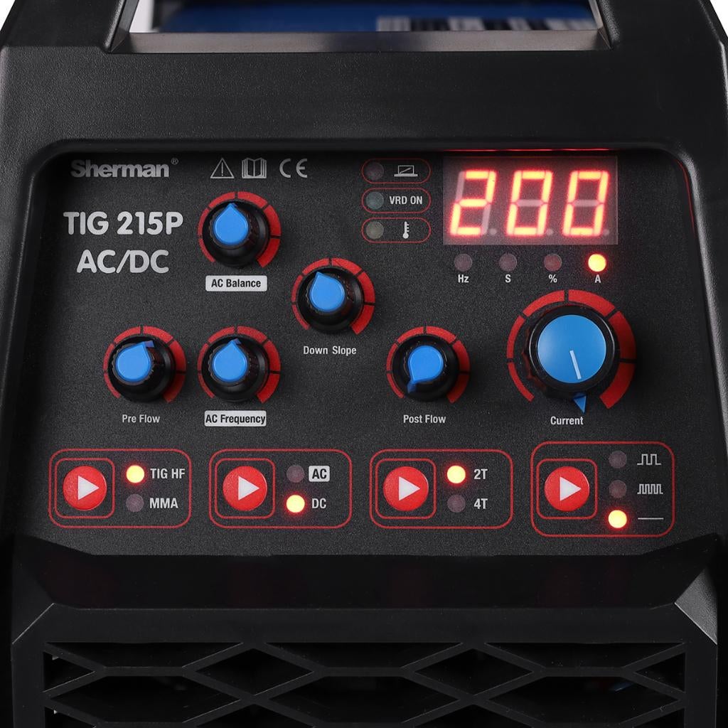 Tig AC/DC 200 ampere 60% Lastoestel 8,8kg Puls € 495,00incl, Ophalen of Verzenden, Nieuw, 150 tot 250 ampère, Inverter