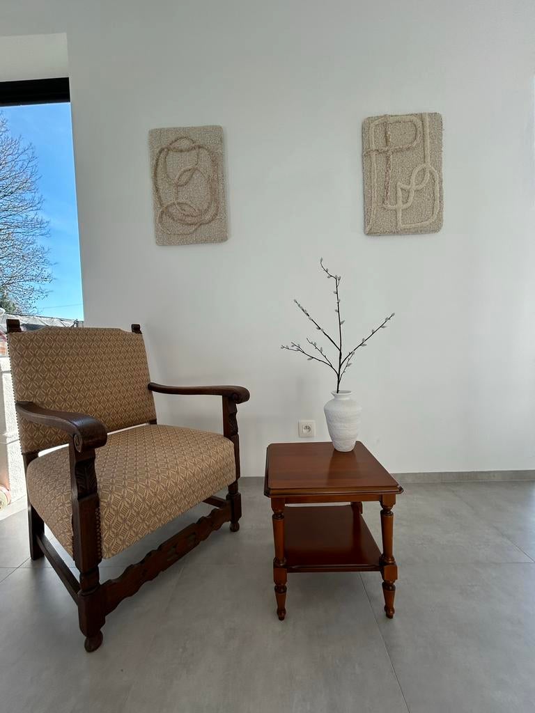 Vintage Relaxzetel met Houten Frame, Ophalen, Gebruikt, Hout, 75 tot 100 cm