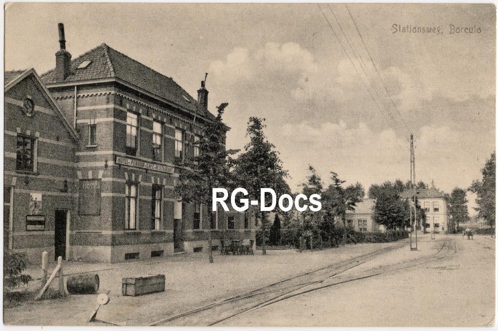 Ansichtkaart - Briefkaart Stationsweg Borculo GOLS, Ophalen of Verzenden, Voor 1920, Gelopen, Gelderland
