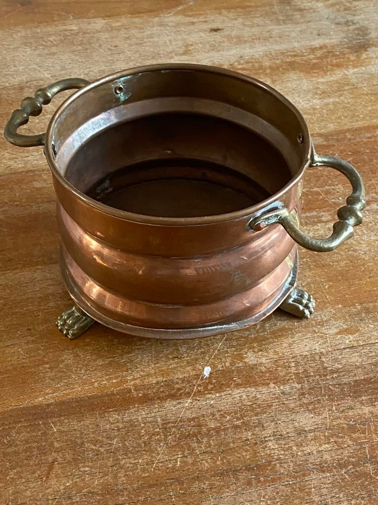 Roodkoperen bakje met 2 oren, staand op 3 pootjes, Antiek en Kunst, Antiek | Koper en Brons, Ophalen of Verzenden, Koper