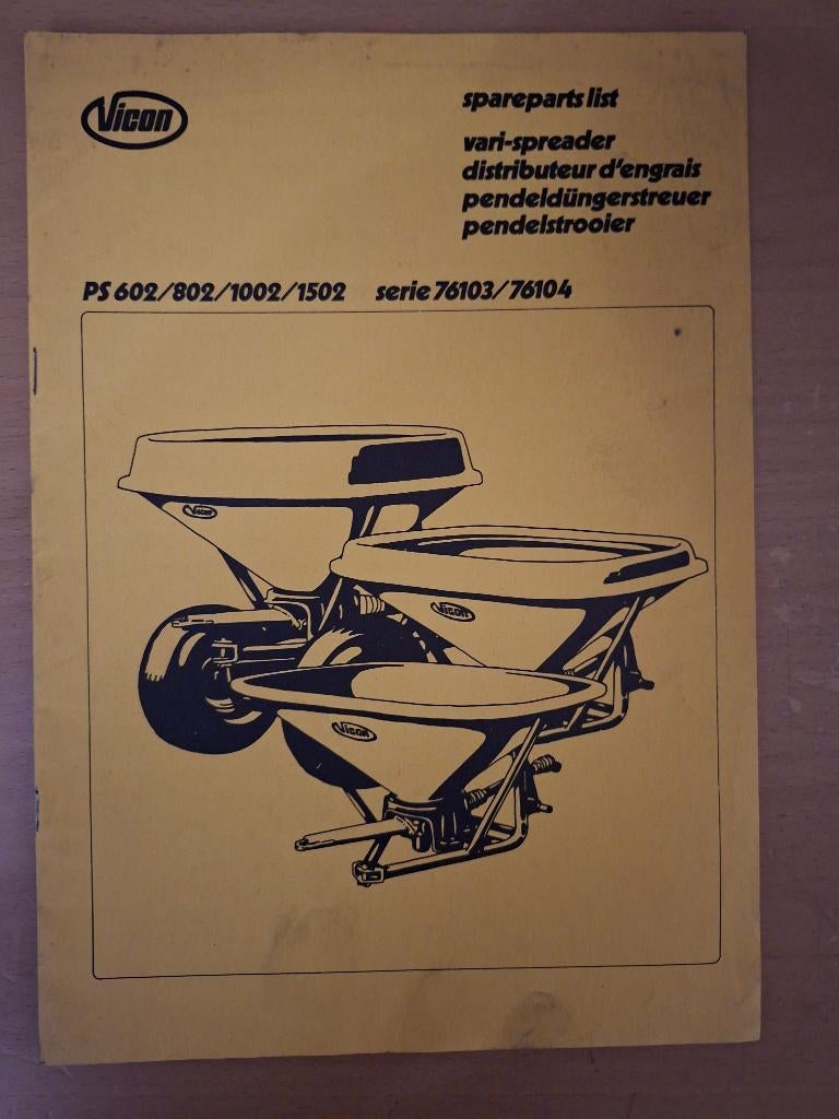 Onderdelenboek Vicon pendelstrooier PS 602, 802, 1002, 1052, Ophalen of Verzenden, Gelezen, Tractor en Landbouw