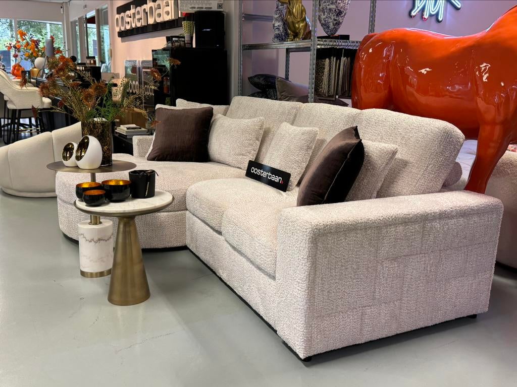 Luxe Velvet Teddy Loungebank Nepal Round 170x280cm NEW, 250 tot 300 cm, Info@oosterbaanwonen.nl, Hoekbank, Nieuw