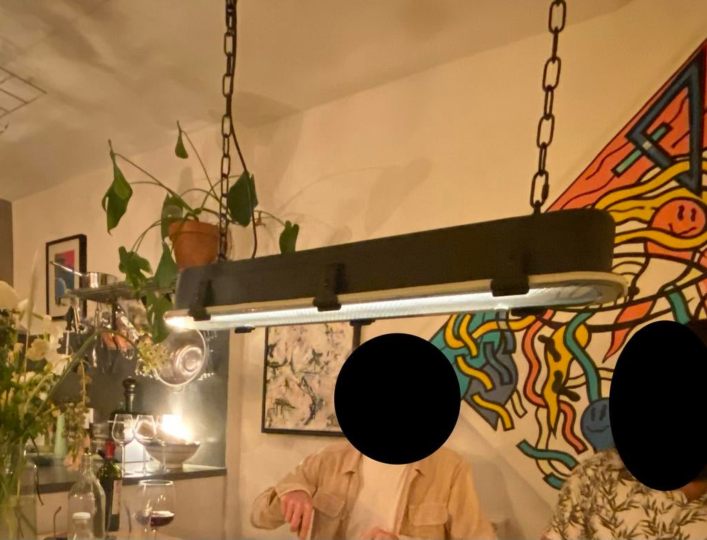 Zwarte biljartlamp, Huis en Inrichting, Lampen | Hanglampen, Ophalen, Gebruikt, Minder dan 50 cm