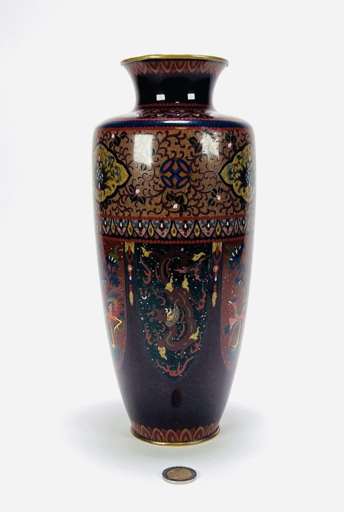 97. Cloisonné vaas, Japan - Meiji periode, eind 19e eeuw, Ophalen of Verzenden