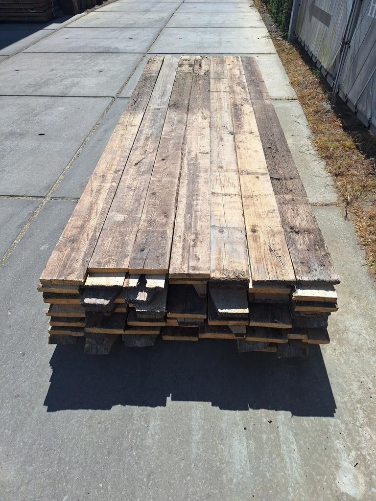 Brede oude planken  sloophout  wandbekleding  lambrisering, Ophalen, Gebruikt, Minder dan 25 mm, Plank