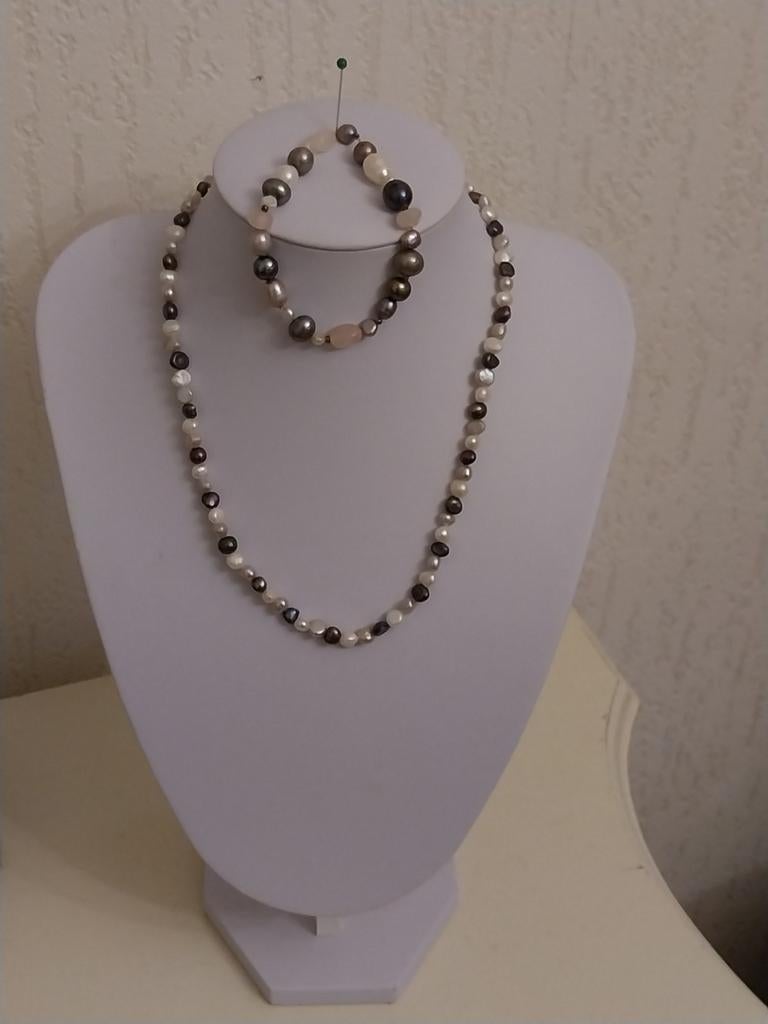 Leuk zoetwater parel sieraden setje., Ophalen of Verzenden, Zo goed als nieuw, Overige materialen, Verstelbaar