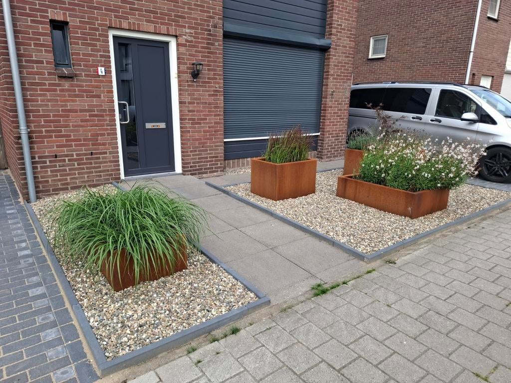 Mooie cortenstaal bloembakken! Scherpe prijzen!, Ophalen of Verzenden, Zo goed als nieuw, Metaal, Binnen