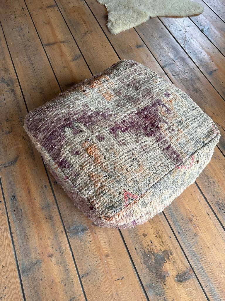 Vintage Kelim Poef, Ophalen, Gebruikt, Vierkant, Minder dan 50 cm