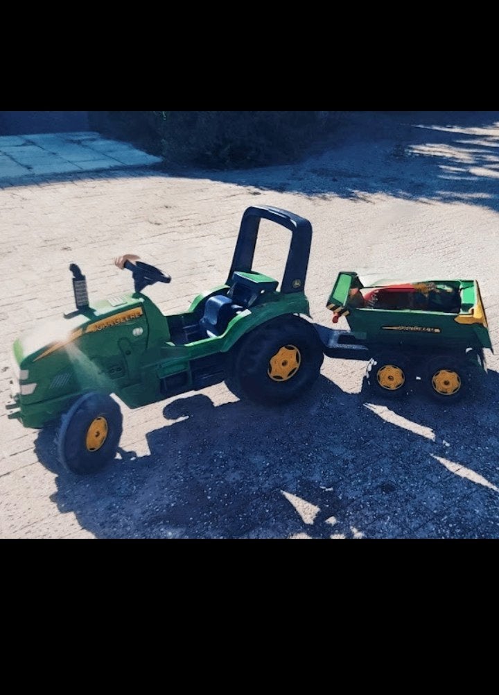 Rolly Toys John Deere Traptractor en aanhanger met, Ophalen, Zo goed als nieuw, Trapvoertuig