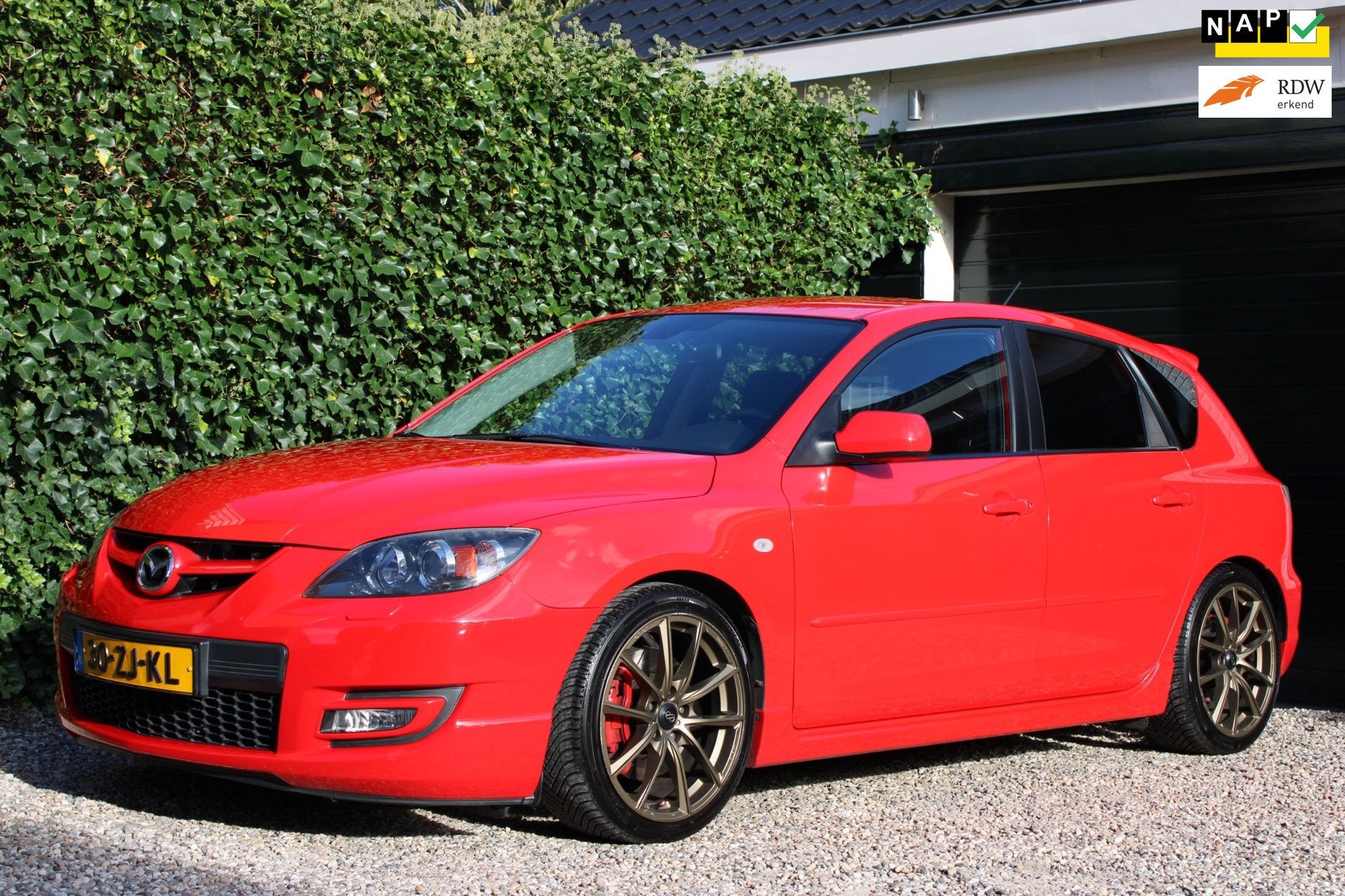 Mazda 3 2.3 Turbo MPS | 260 PK | Origineel Nederlands | Unie, Auto's, Gebruikt, Zwart, 4 cilinders, Leder en Stof