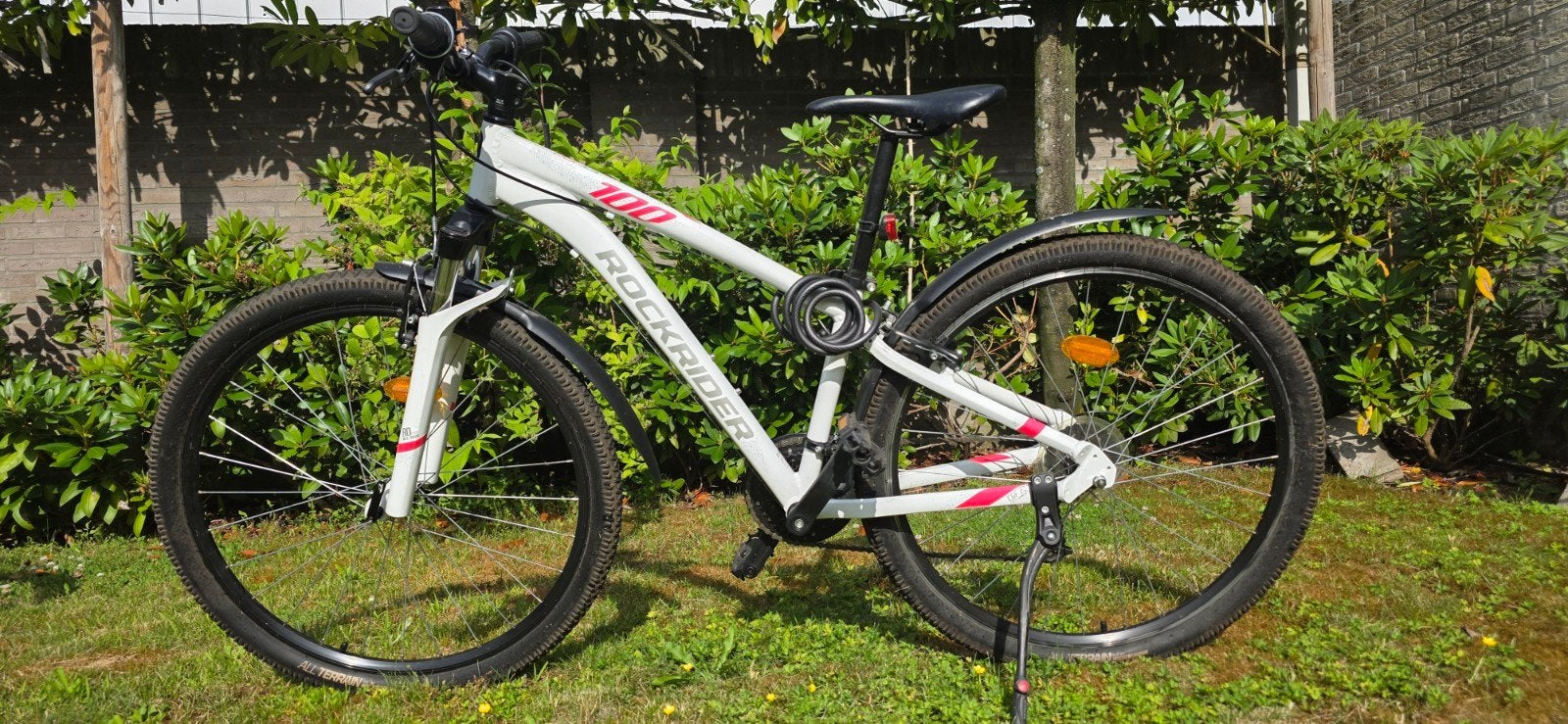 Rockrider ST100 Mountainbike - Wit, 27.5 inch, 21 versn., Gebruikt, Vering, Velgrem, Overige maten