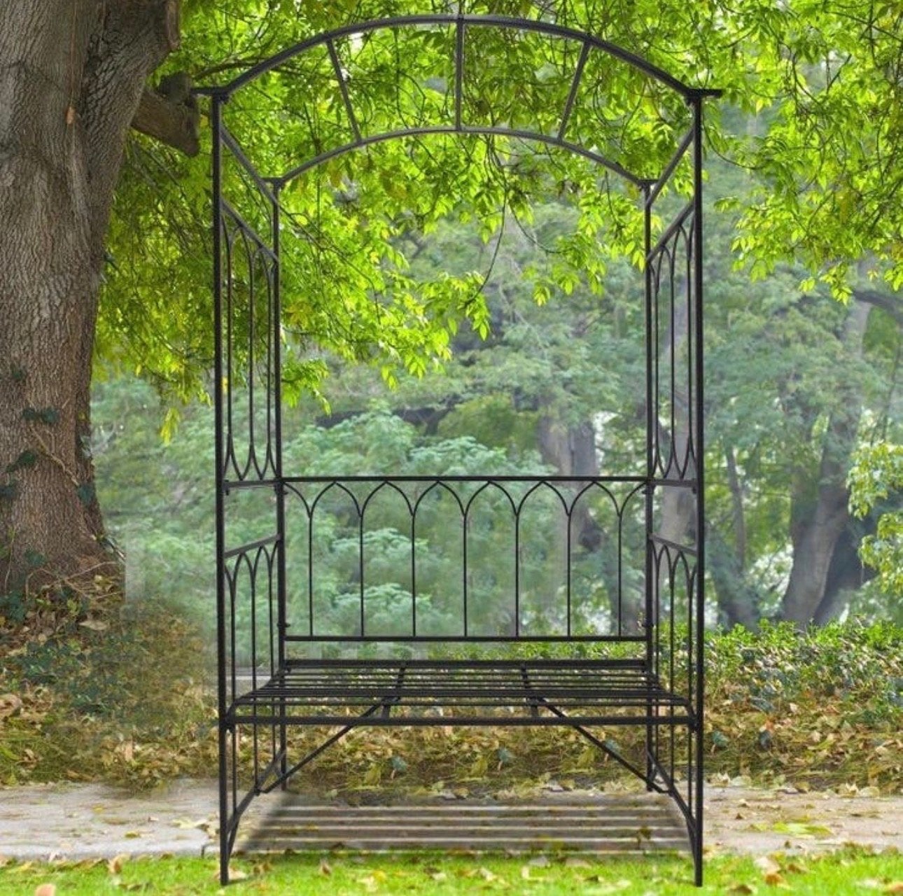 Metalen Tuinbank met Pergola - 2-in-1 Design NIEUW IN DOOS, Ophalen of Verzenden, Nieuw