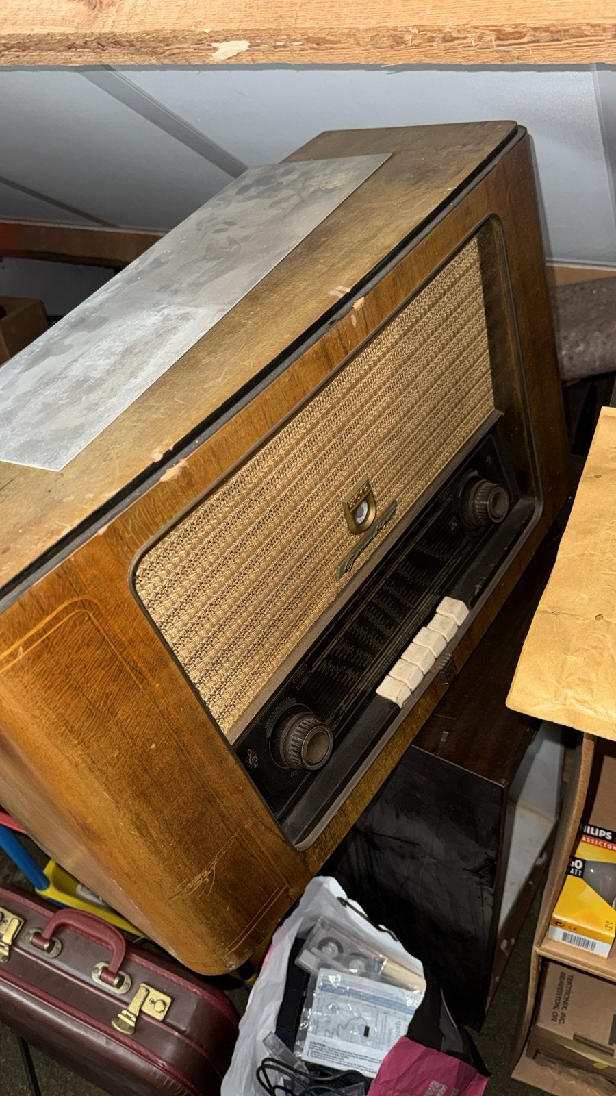 Vintage Radio - Houten Behuizing - Decoratief, Antiek en Kunst, Antiek | Tv's en Audio, Ophalen