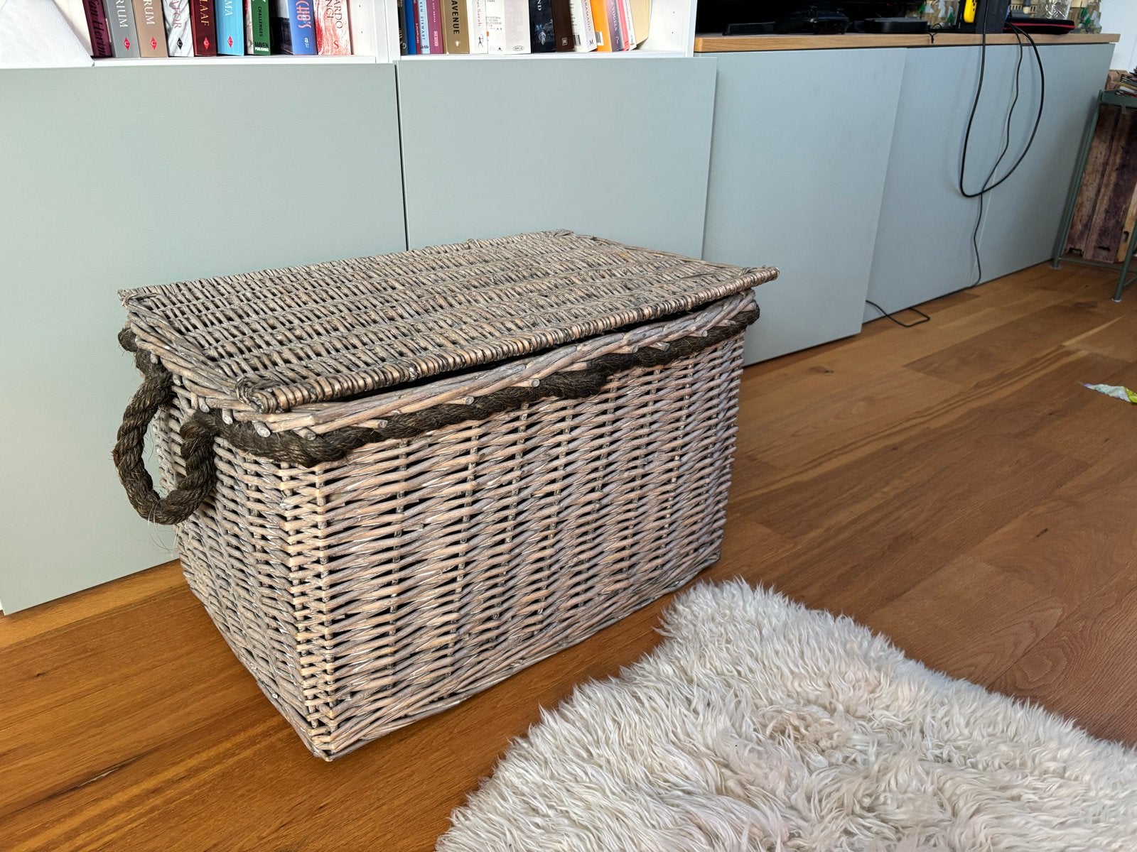 Riviera maison opbergmand met deksel en handvatten, Ophalen, Overige materialen, 50 tot 100 cm, Zo goed als nieuw