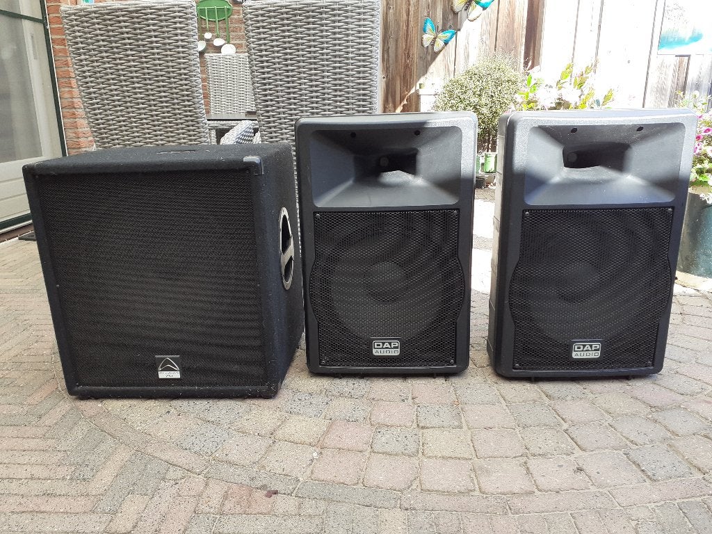 te koop muziekboxen en active subwoofer, Audio, Tv en Foto, Gebruikt, Wharfedale, Party speaker, Ophalen