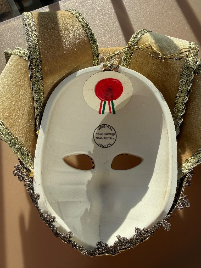 Origineel Venetiaans masker – goudkleurige nar, Ophalen of Verzenden
