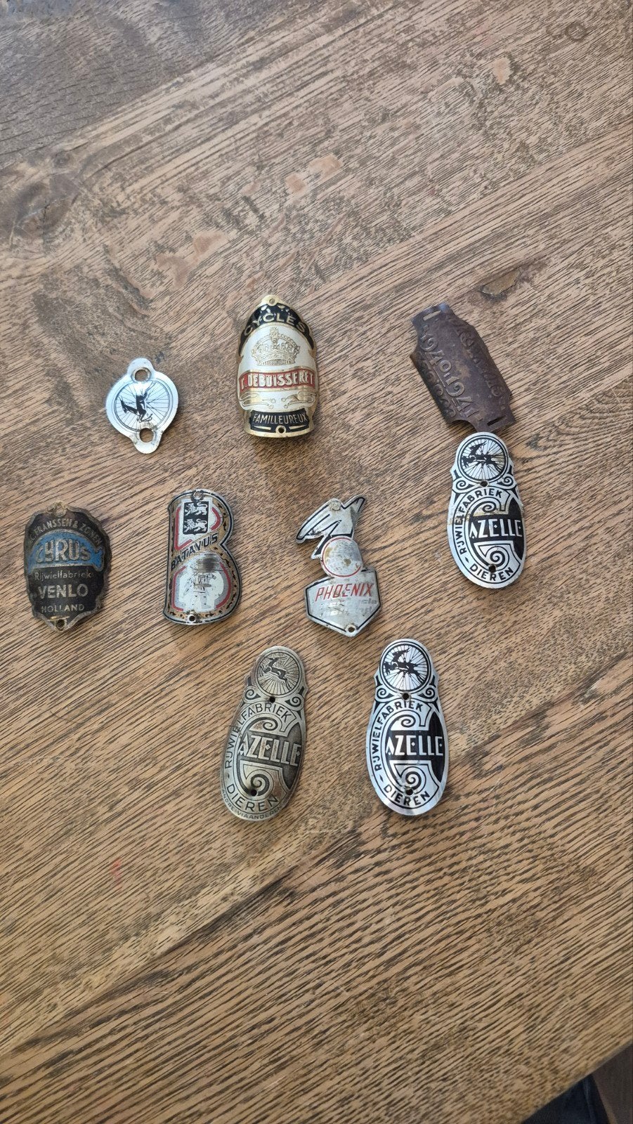 Vintage fietsplaatjes - Gazelle, Batavus, Cyrus, Phoenix, Gebruikt, Staal, Ophalen of Verzenden, Oldtimerfiets