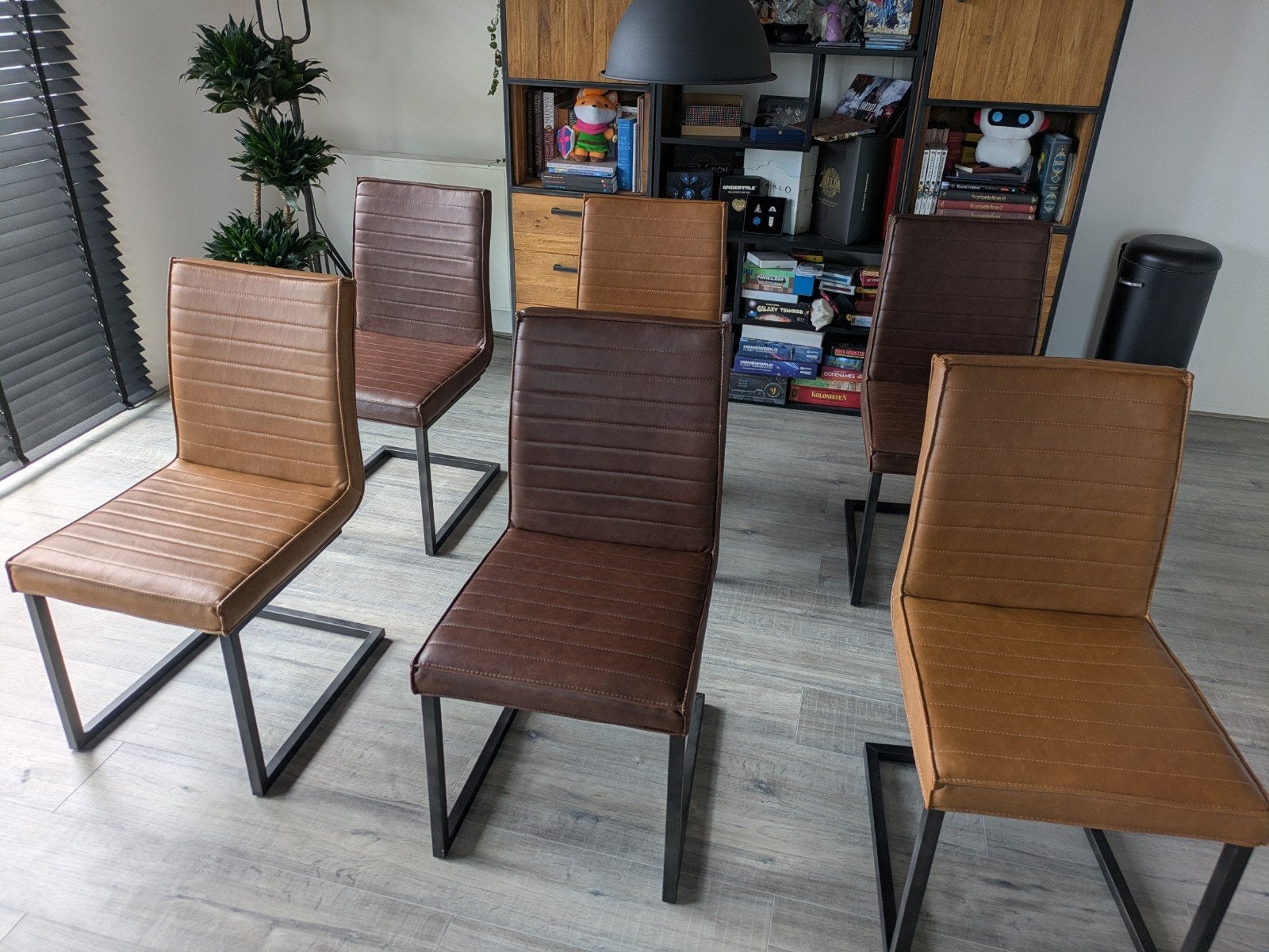 Pronto Caldes Eetstoelen - 6 stuks (cognac/, Ophalen, Overige materialen, Gebruikt, Vijf, Zes of meer stoelen