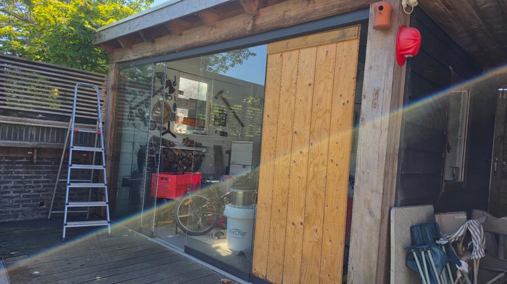 Glazen schuifdeur voor tuinkamer - Modern en functioneel, Doe-het-zelf en Verbouw, Ophalen, Gebruikt, 120 cm of meer, Buitendeur