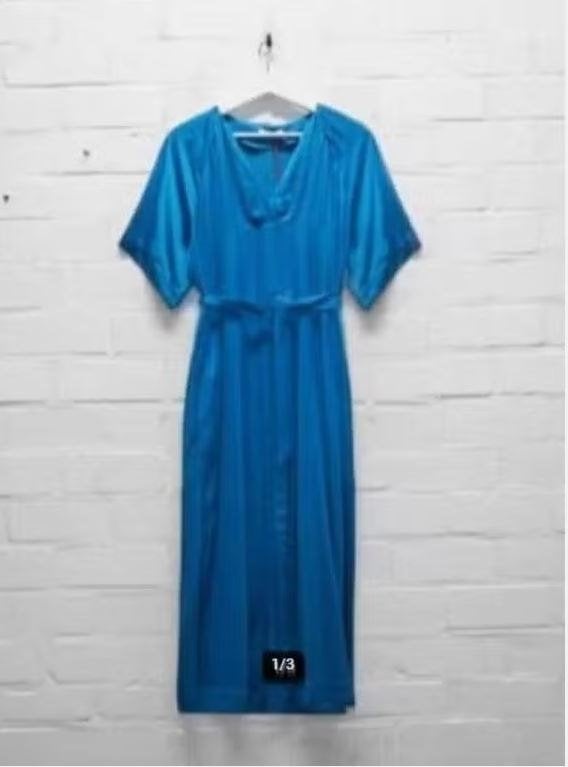 Just in Case - Prachtige satijnen Jurk maat 34 - Nieuw, Blauw, Nieuw, Ophalen of Verzenden, Maat 34 (XS) of kleiner