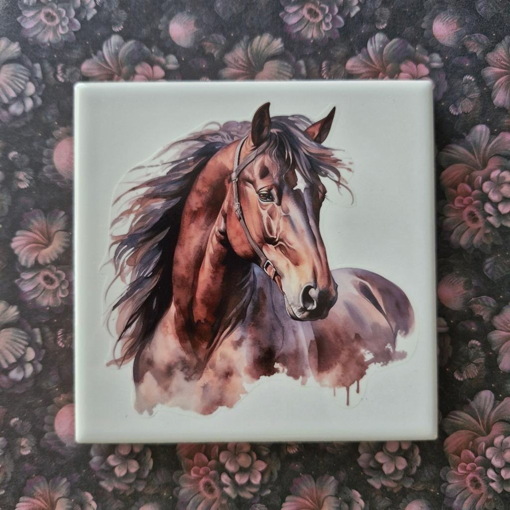 Decoratie tegel paard 10x10cm incl standaard, Ophalen of Verzenden