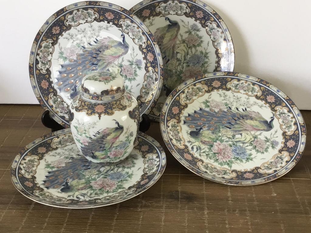 Borden porselein Pauw goud met bloemen potje met deksel, Ophalen of Verzenden