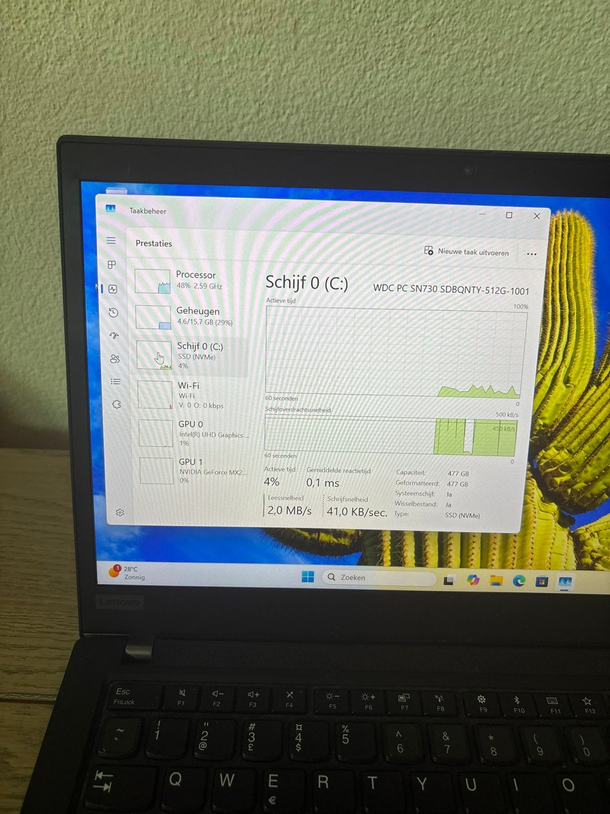 Lenovo ThinkPad T490 i7-8665U 16GB RAM 512GB SSD Nvdia MX250, Computers en Software, Met videokaart, 2 tot 3 Ghz, Qwerty, UK
