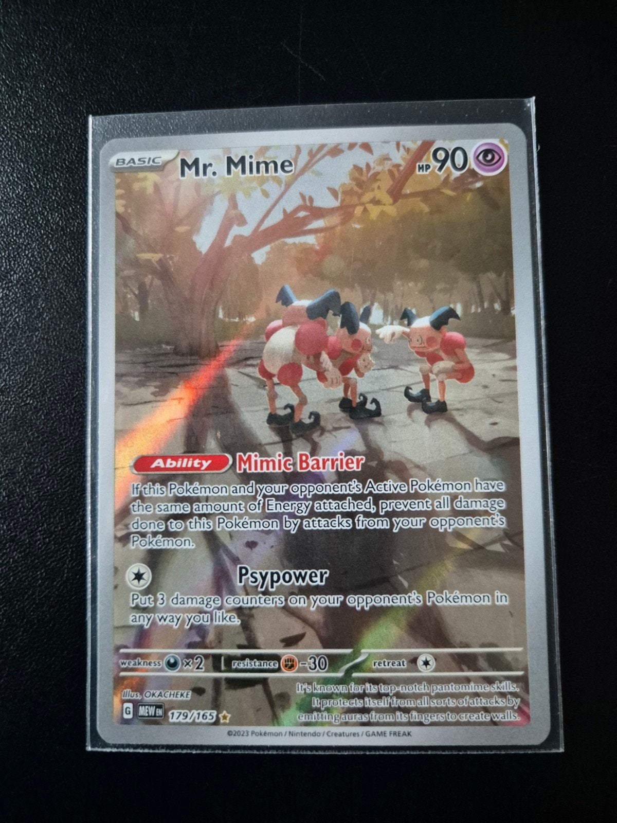 Mr. Mime Pokémon kaart (MEW 179/165), Ophalen of Verzenden, Zo goed als nieuw, Losse kaart