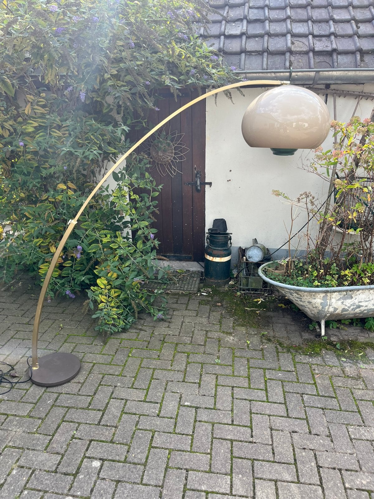 Booglamp kunststof kap vintage retro space age jaren 60-70, Space age vintage retro midcentury jaren 60-70 midcentury, 150 tot 200 cm