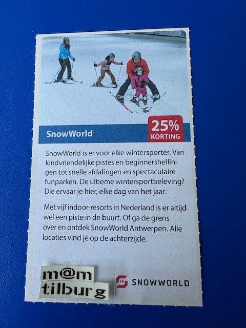 SnowWorld 25% korting tot 1-7-2027, Tickets en Kaartjes, Drie personen of meer, Kortingsbon, Overige typen