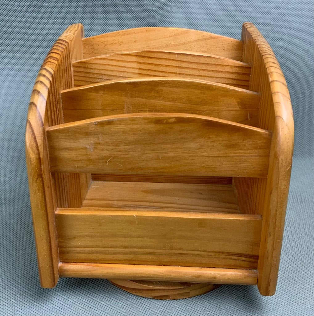 Vintage 70s grenen hout draaibaar bureau organiser, Diversen, Ophalen of Verzenden, Zo goed als nieuw