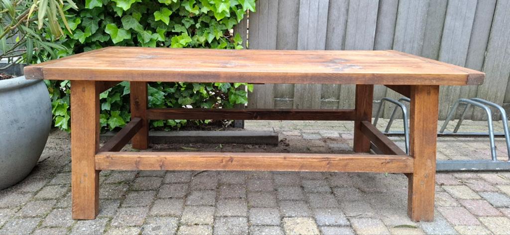Oud houten salontafel, Huis en Inrichting, Tafels | Salontafels, Ophalen, Gebruikt, 100 tot 150 cm, 50 tot 100 cm