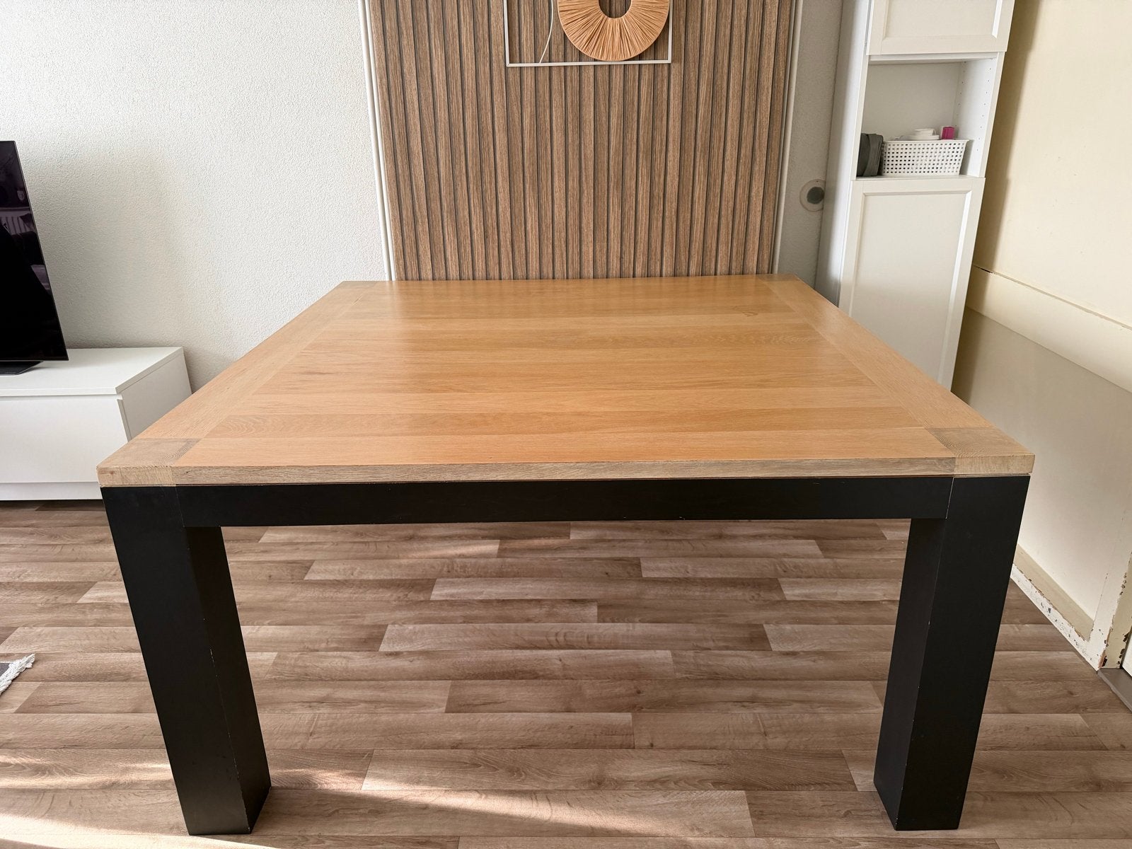 MASSIEF EIKENHOUTEN EETTAFEL ROBUUST EN ZWAAR, Gebruikt, 100 tot 150 cm, Vierkant, Ophalen of Verzenden