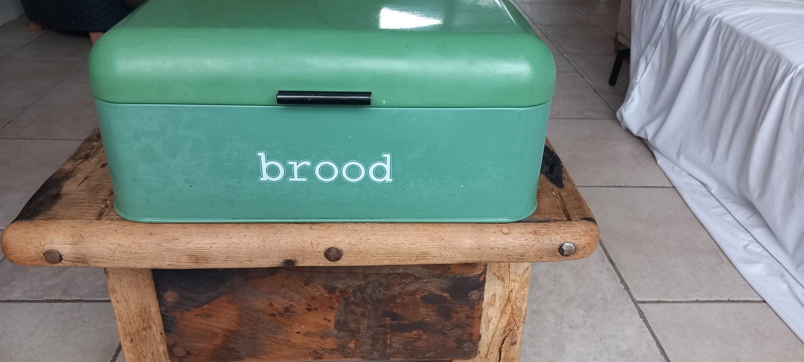 metalen broodtrommel, Ophalen, Groen, Zo goed als nieuw, Metaal