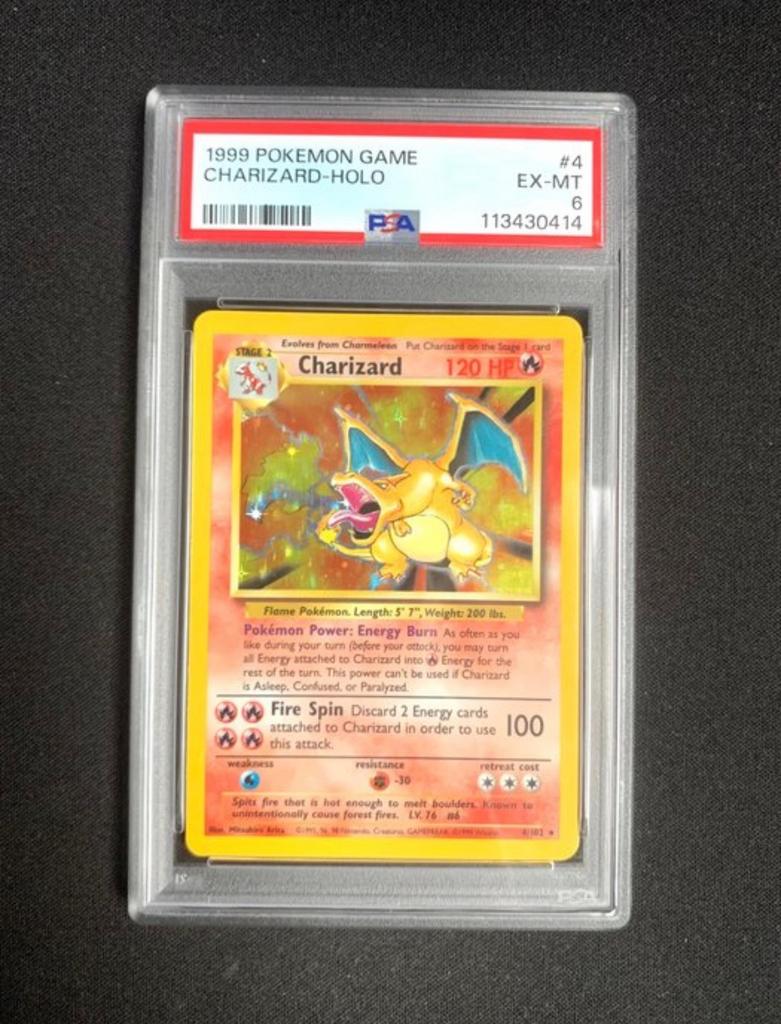 PSA 6 Charizard Base Set 1999 Holo, Ophalen, Zo goed als nieuw