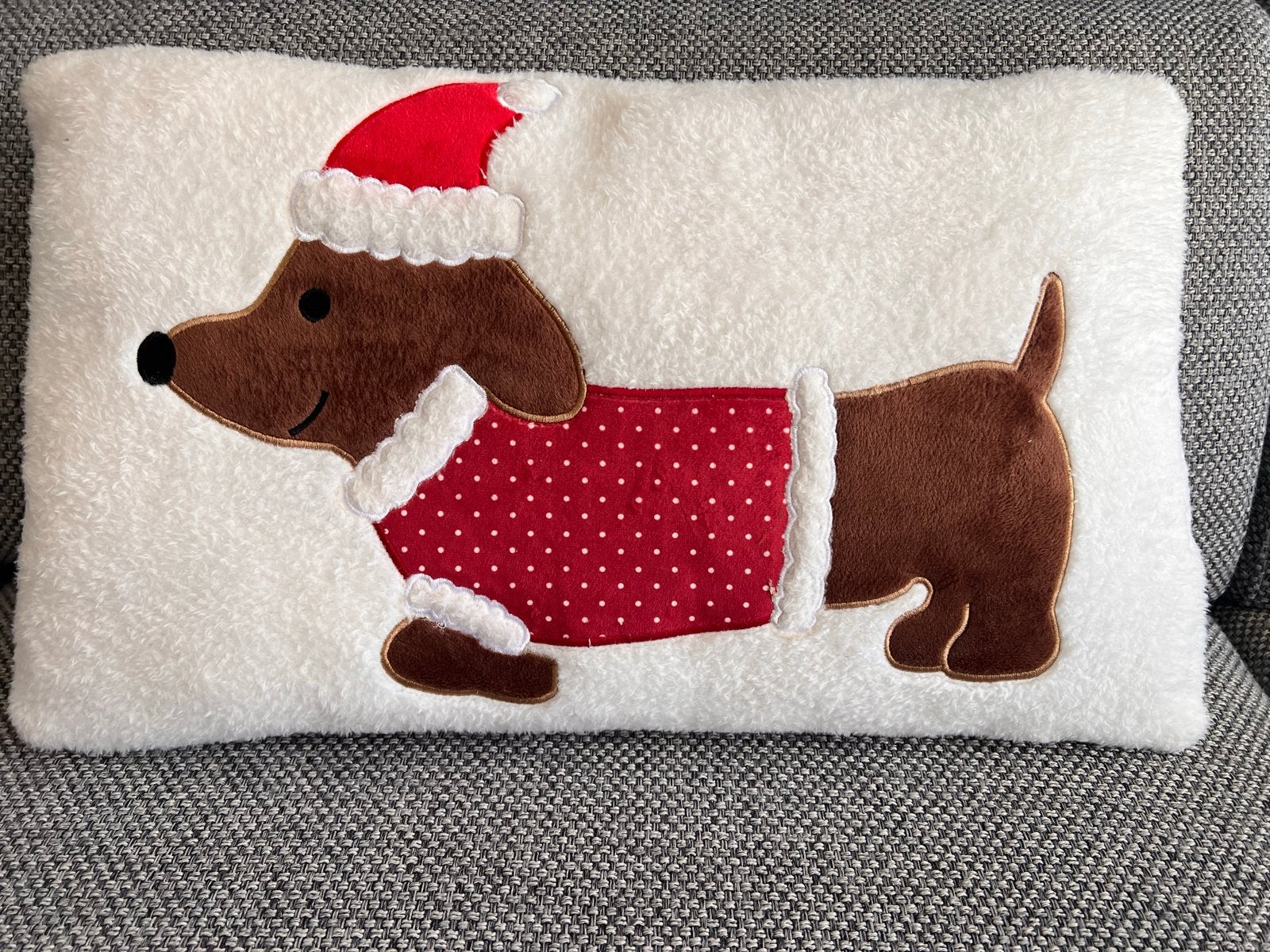 Kerst kussen met Teckel - Nieuw!, Ophalen, Overige merken, Wit, Met print