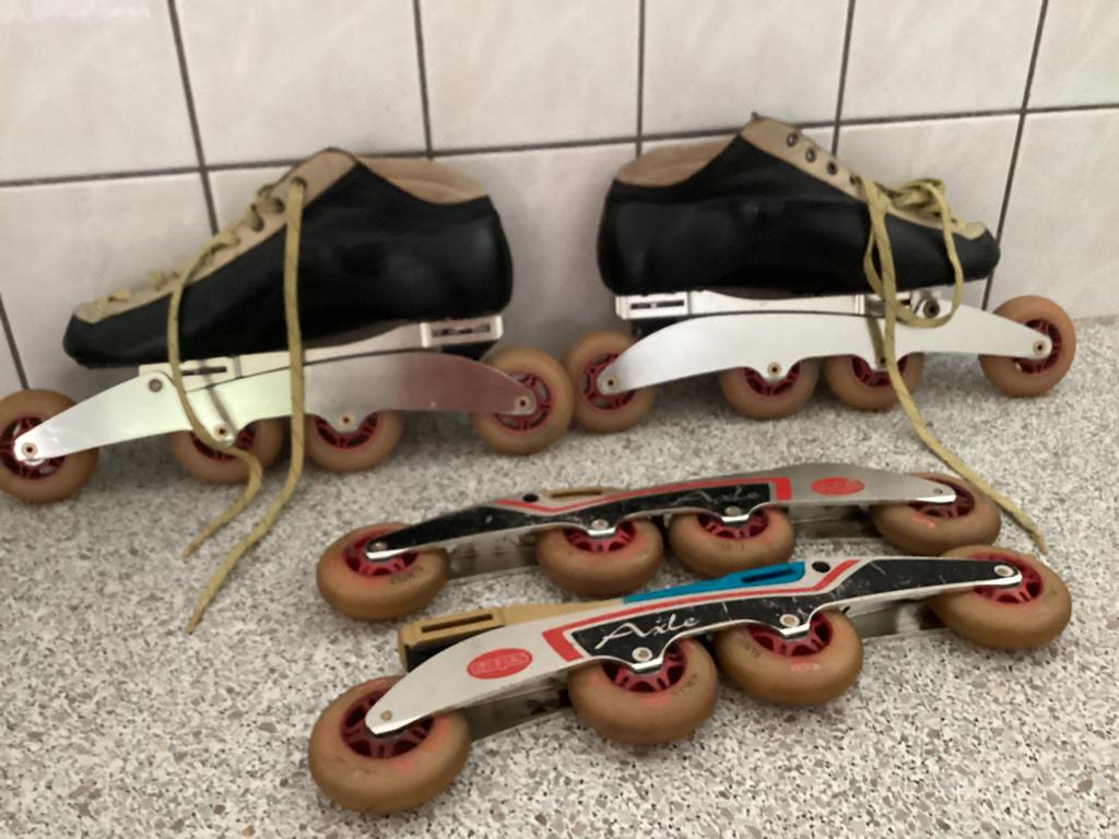 Viking met raps axle klapskeelers maat 44, met extra set, Ophalen of Verzenden, Gebruikt, Inline skates 5 wielen