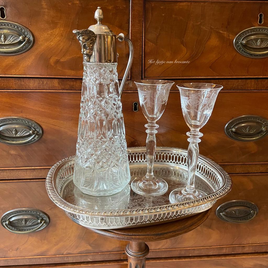 Engels verzilverd decanter dienblaadje, Ophalen of Verzenden