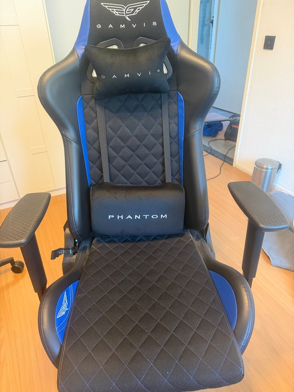 Gamvis Phantom Gaming Bureaustoel - Zwart/Blauw, Ophalen, Gaming bureaustoel, Zwart, Zo goed als nieuw